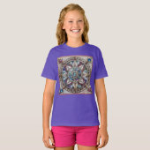 Roze en Blauwe Sapphires Diamanten Parels Mandala T-shirt (Voorkant volledig)