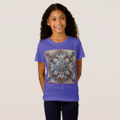 Roze en Blauwe Sapphires Diamanten Parels Mandala T-shirt (Voorkant volledig)