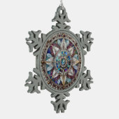 Roze en Blauwe Sapphires Diamanten Parels Mandala Tin Sneeuwvlok Ornament (Links)