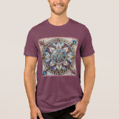 Roze en Blauwe Sapphires Diamanten Parels Mandala Tri-Blend Shirt (Voorkant)