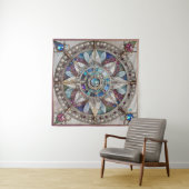 Roze en Blauwe Sapphires Diamanten Parels Mandala Wandkleed (In Situ (horizontaal))
