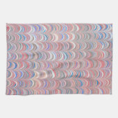 Roze en blauwe Scallop Streep Retro Keukenhanddoek (Horizontaal)