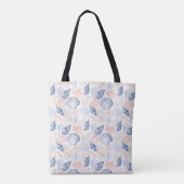 Roze en blauwe schalen tote bag (Achterkant)