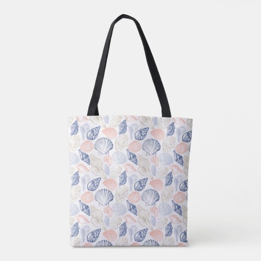 Roze en blauwe schalen tote bag (Achterkant)
