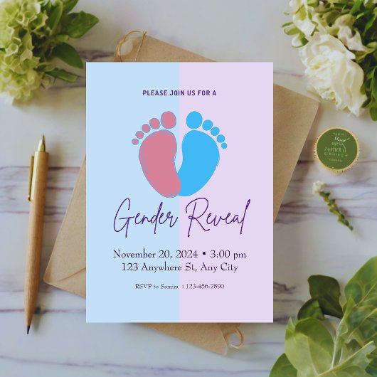 Roze en Blauwe Schattigee Geslachtsonthulling Uitn Kaart
