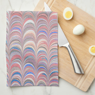 Roze en blauwe schelp Stripe Retro Kitchen Towel Theedoek