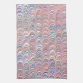 Roze en blauwe schelp Stripe Retro Kitchen Towel Theedoek (Verticaal)