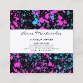 Roze en blauwe schilderplaat op zwart vierkante visitekaartje (Achterkant)