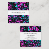 Roze en blauwe schilderplaat op zwart vierkante visitekaartje (Voorkant / Achterkant)