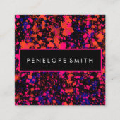 Roze en blauwe schilderplaat vierkante visitekaartje (Voorkant)