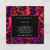 Roze en blauwe schilderplaat vierkante visitekaartje (Achterkant)