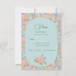 Roze en blauwe shabby chic RSVP kaartje