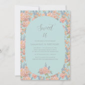 Roze en blauwe shabby chique bloemen 16 Verjaardag Kaart (Voorkant)