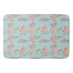 Roze en blauwe shabby chique bloemen badmat
