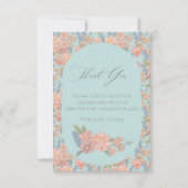 Roze en blauwe shabby chique bloemen bedankkaart (Voorkant)