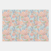 Roze en blauwe shabby chique bloemen inpakpapier vel (Voorkant 3)