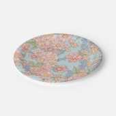 Roze en blauwe shabby chique bloemen papieren bordje (Gekanteld)