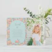 Roze en blauwe shabby chique bloemen Verjaardag Kaart (Staand voorkant)