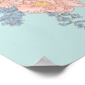 Roze en blauwe shabby chique bloemen Welkom Poster (Hoek)