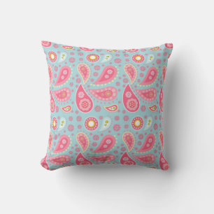Roze en blauwe Sierkussen van Paisley