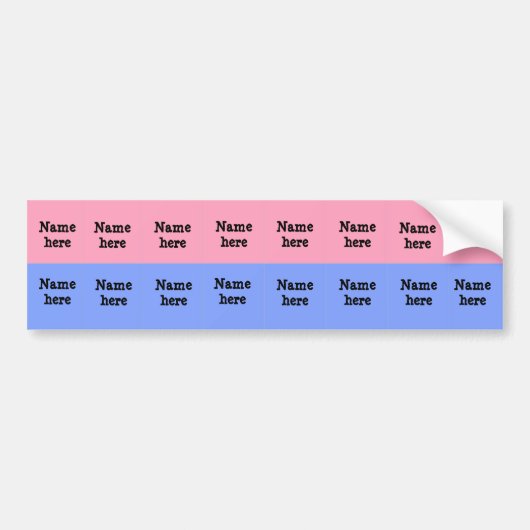 Roze en Blauwe sippy cup labels Bumpersticker (Voorkant)