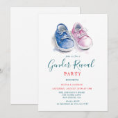 Roze en Blauwe sneakers Gender Reveal Party Kaart (Voorkant / Achterkant)
