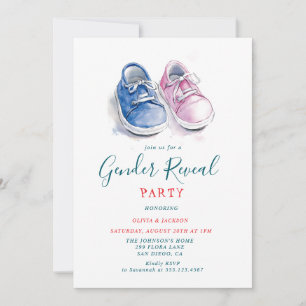 Roze en Blauwe sneakers Gender Reveal Party Kaart