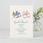 Roze en Blauwe sneakers Gender Reveal Party Kaart (Staand voorkant)