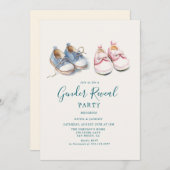 Roze en Blauwe sneakers Gender Reveal Party Kaart (Voorkant / Achterkant)