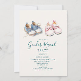 Roze en Blauwe sneakers Gender Reveal Party Kaart