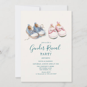 Roze en Blauwe sneakers Gender Reveal Party Kaart
