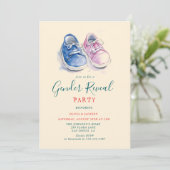 Roze en Blauwe sneakers Gender Reveal Party Kaart (Staand voorkant)