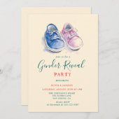 Roze en Blauwe sneakers Gender Reveal Party Kaart (Voorkant / Achterkant)