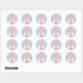 Roze en Blauwe Sneeuwmannen Scene Ronde Sticker (Vel)