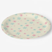 Roze en blauwe sneeuwschilderkunst Kerstwinters Papieren Bordje (Gekanteld)