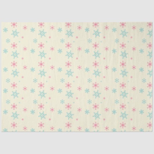 Roze en blauwe sneeuwschilderkunst Kerstwinters Tissuepapier (Voorkant)