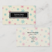 Roze en blauwe sneeuwvlok patroon winter visitekaartje (Voorkant / Achterkant)