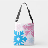 Roze en blauwe sneeuwvlokken, elegant crossbody tas (Voorkant)