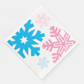 Roze en blauwe sneeuwvlokken, elegant servetten (Hoek)