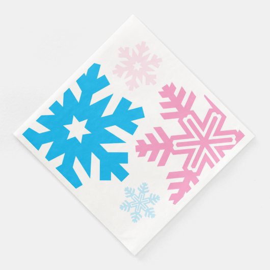 Roze en blauwe sneeuwvlokken, elegant servetten (Hoek)