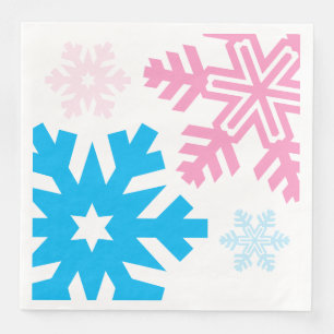 Roze en blauwe sneeuwvlokken, elegant servetten