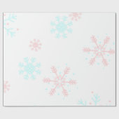 roze en blauwe sneeuwvlokken kerst cadeaupapier (Vlak)