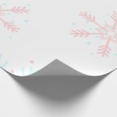roze en blauwe sneeuwvlokken kerst cadeaupapier (Hoek)