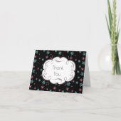 Roze en blauwe sneeuwvlokken op zwarte witte Bedan Bedankkaart (Voorkant)