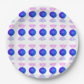 Roze en blauwe snoep papieren bord (Voorkant)