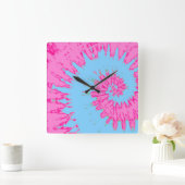 Roze en blauwe spiraalkleurige kleurstofklok vierkante klok (Huis)