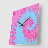 Roze en blauwe spiraalkleurige kleurstofklok vierkante klok (Hoek)