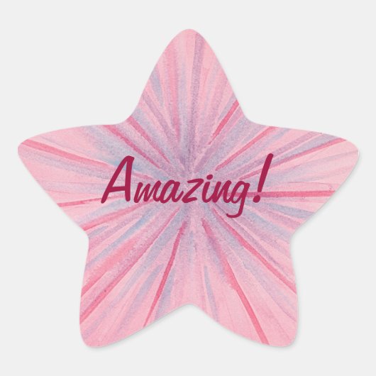 Roze en Blauwe Spokes op Licht Roze Verbazingwekke Ster Sticker (Voorkant)
