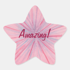 Roze en Blauwe Spokes op Licht Roze Verbazingwekke Ster Sticker