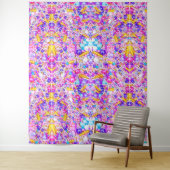 Roze en blauwe springen wandkleed (In situ)